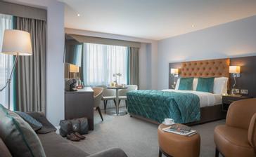 Grand Canal Hotel | Dublin 4 | Deluxe bedroom with balcony view at the Grand Canal Hotel Dublin