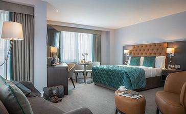 Grand Canal Hotel | Dublin 4 | Deluxe bedroom with balcony view at the Grand Canal Hotel Dublin