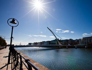 Grand Canal Hotel | Dublin 4 | Sun shining over the Samuel Beckett bridge in Dublin